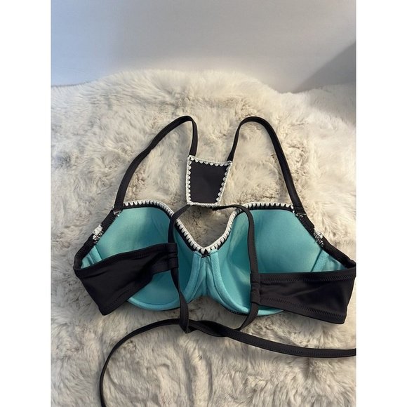 Shade & Shore Gray Racerback Underwire  Boho Swim Top Bikini Size 38B Crochet - Picture 2 of 3